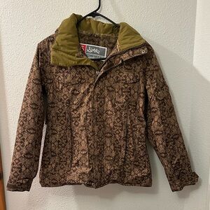 Brown Patterned Women's Ski Jacket